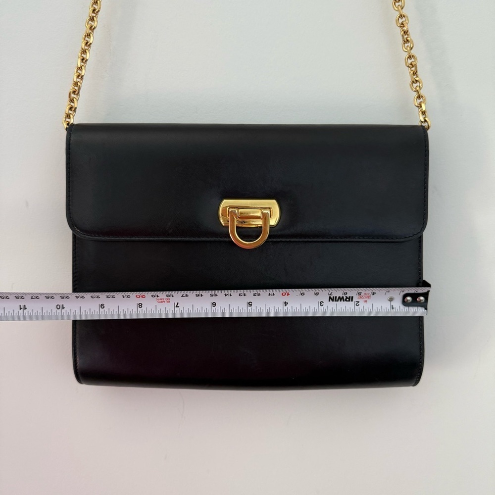 Vintage Holt Renfrew black leather large crossbody clutch bag with gold hardware - Picture 7 of 7